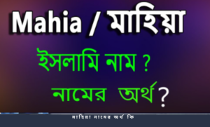 মাহিয়া নামের অর্থ কি